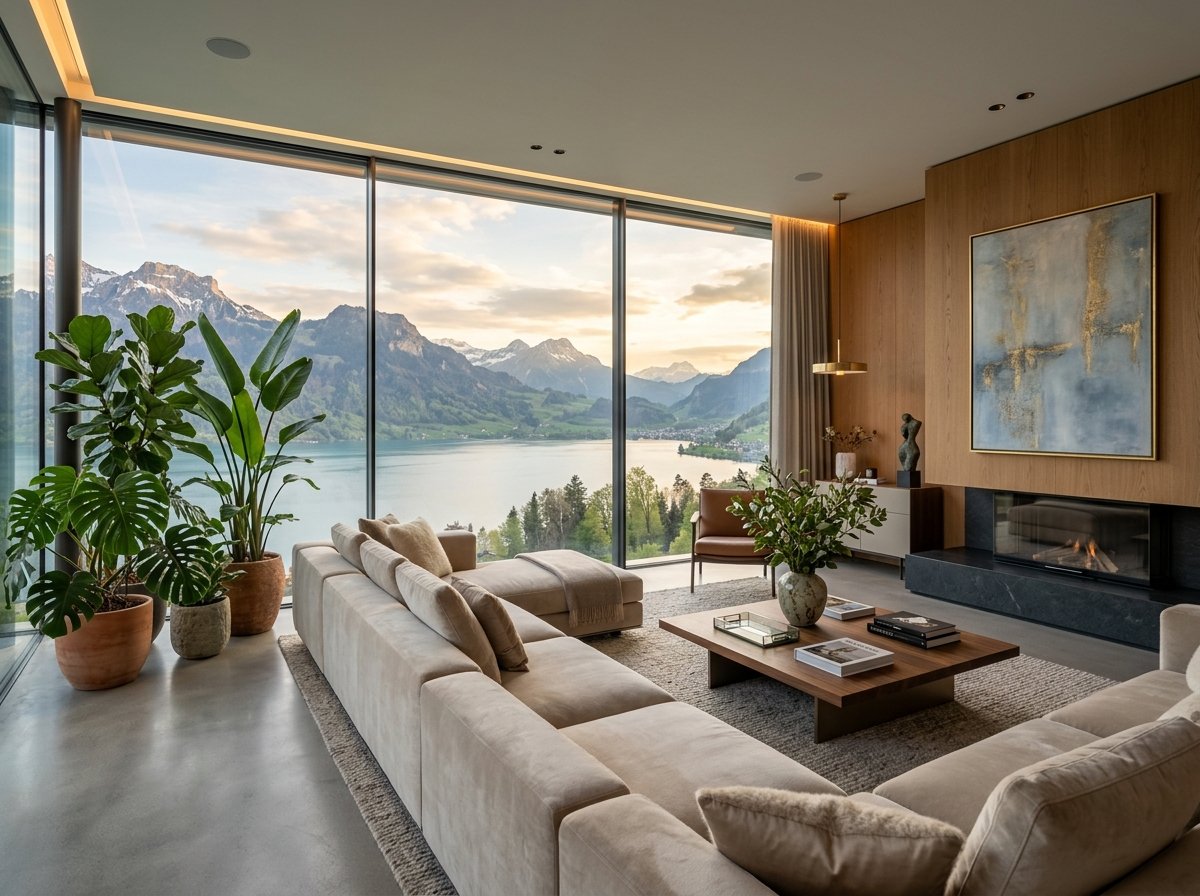 Luxury Living Room with Panoramic View